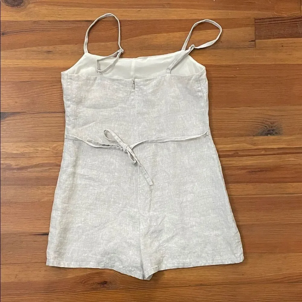 Reformation Harper Oatmeal Linen Romper Womens Size 4 Minimalist